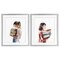 Stupell Industries Girls & Library Book Stacks 2pc Framed Print Under Glass Set, design by Svetlana Aleynikova
